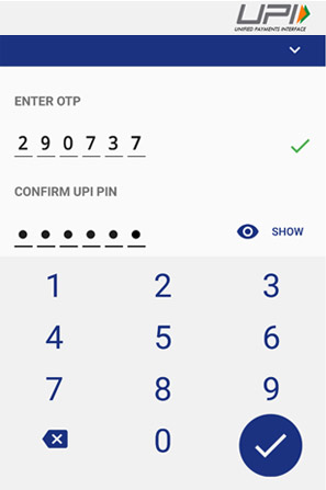 Confirm UPI Pin