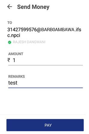 Send Money using IFSC