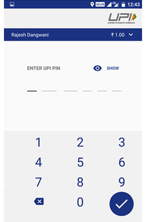 Enter UPI Pin